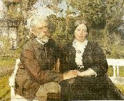 Julius Paulsen laurits tuxen og hustru frederikke i haven ved villa dagminne i skagen France oil painting artist